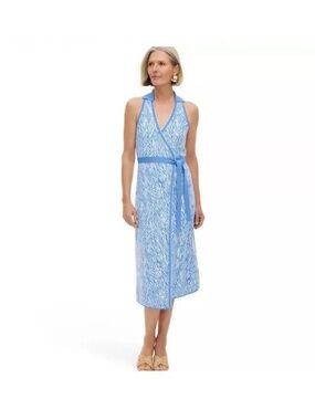 Diane Von Furstenberg DVF x Target Blue Wrap Midi Dress | NWT | Size Small